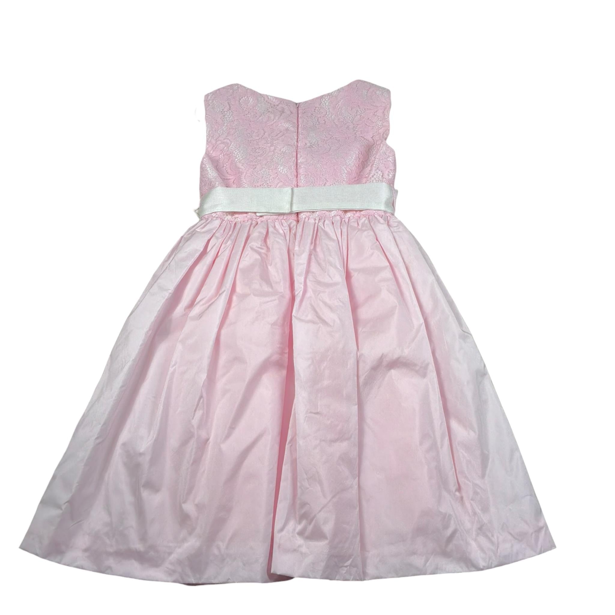 Isabel Abito Cerimonia Tinta Unita con Cintura per Bambina 430140 ROSA ISABEL 