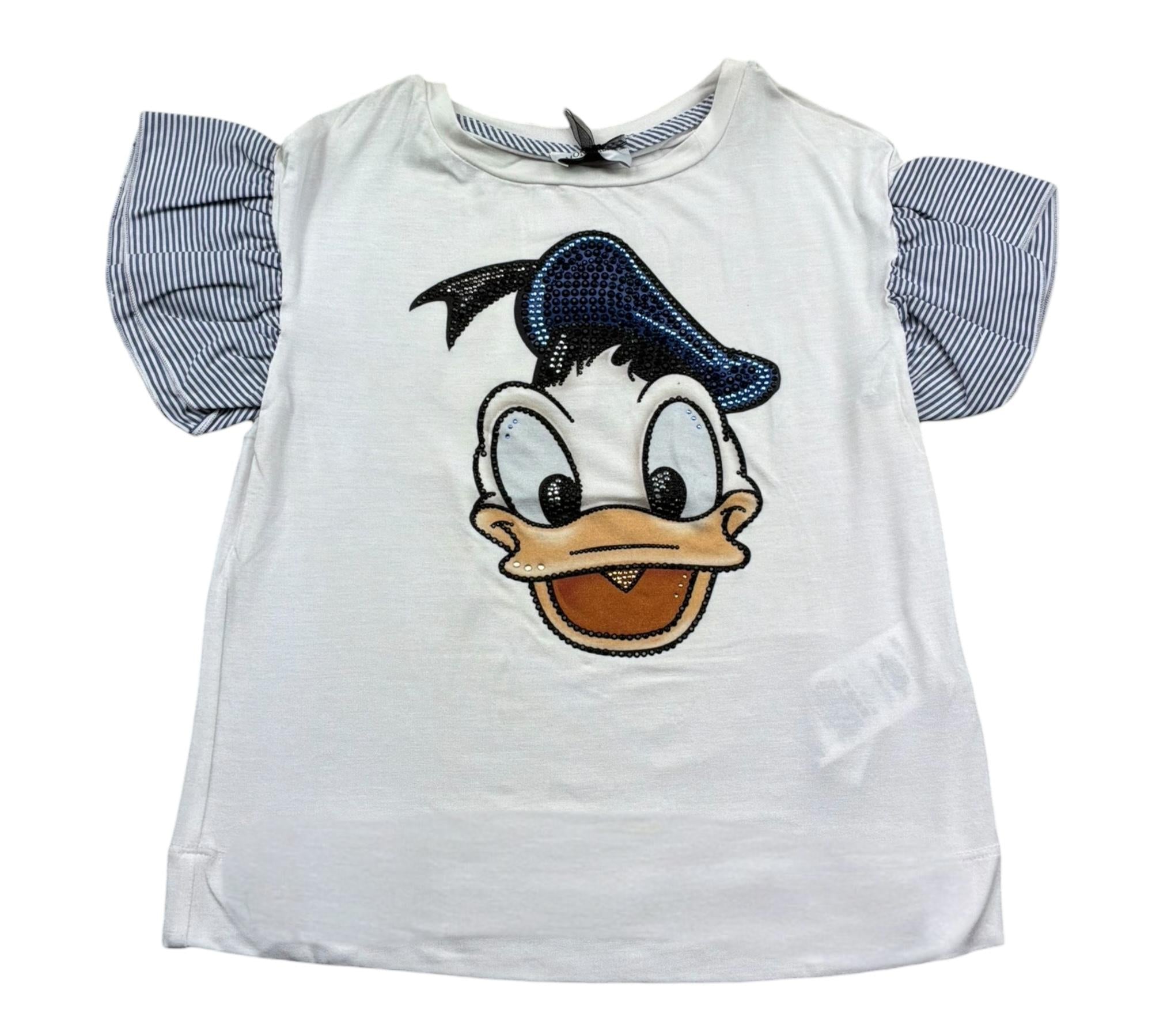 Monnalisa T.Shirt Girocollo Tinta Unita con Stampa Paperino per Bambina 191605S5 BIANCO MONNALISA 