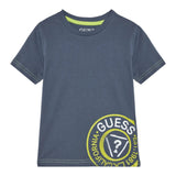 Guess T-Shirt Girocollo Tinta Unita con Stampa per Neonato N5RI15K8HM4X BLU GUESS 