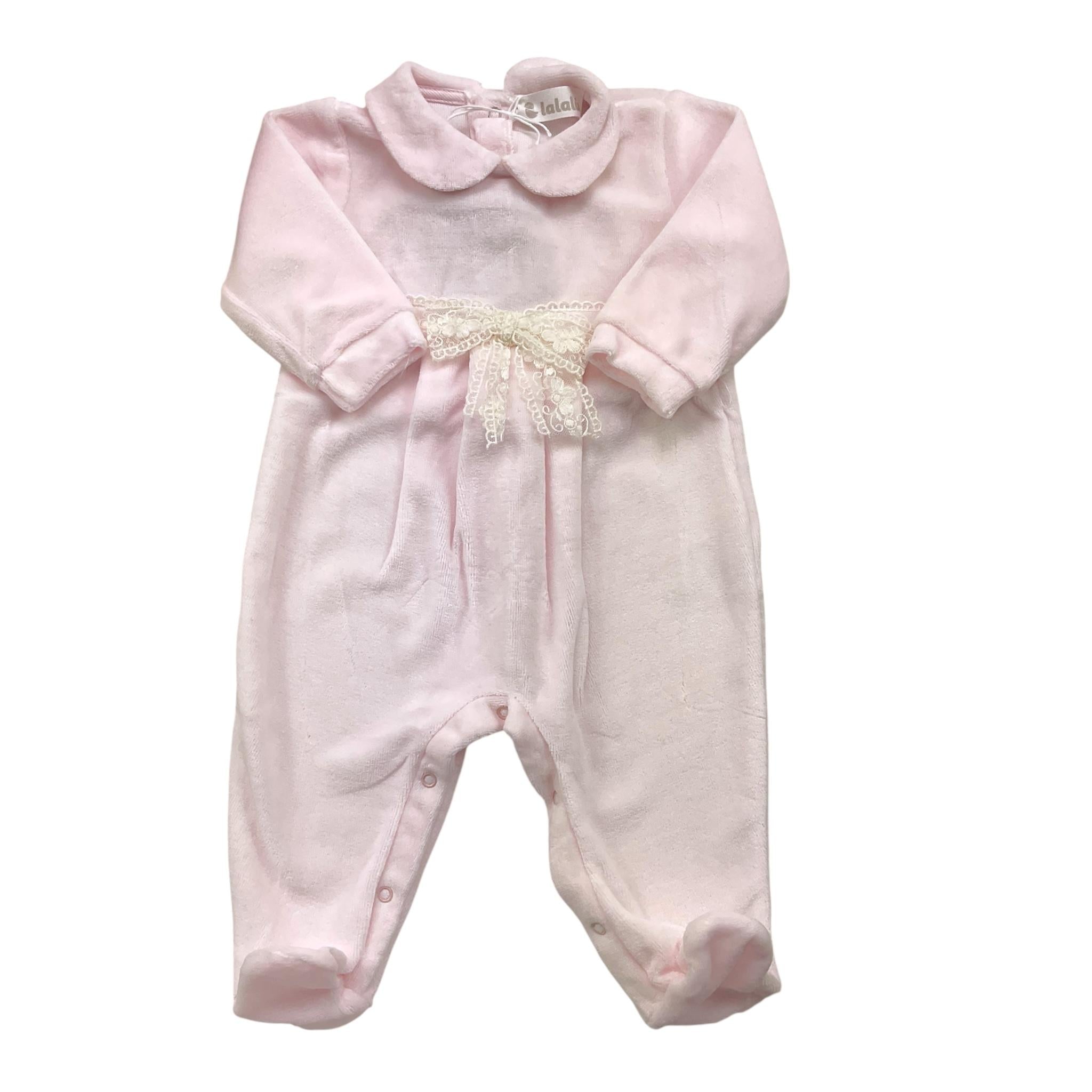 LALALU' tutina manica lunga tinta unita in ciniglia Rosa per Neonata TCL06N ROSA LALALU' 