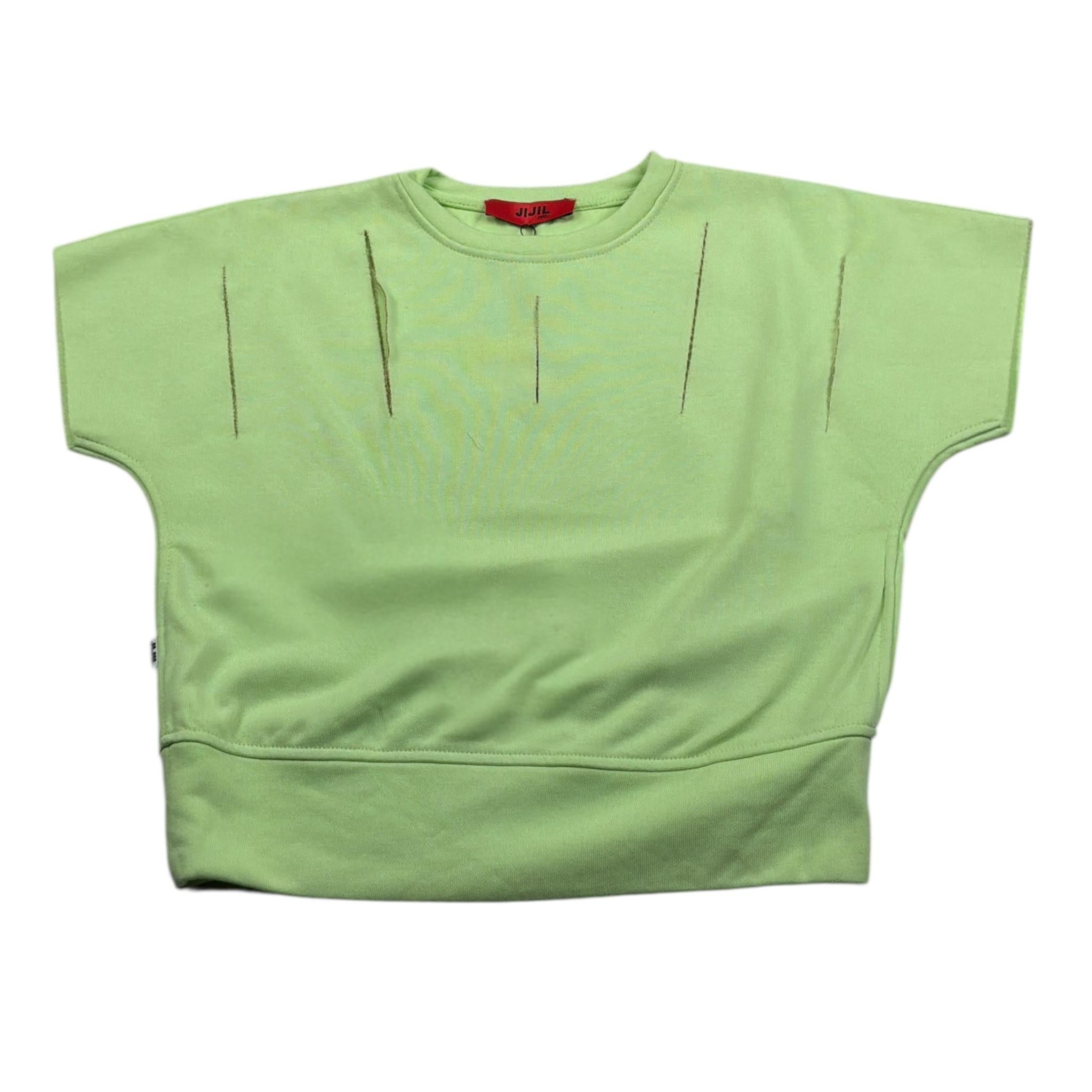 Jijil T-Shirt tinta unita con Strappi Verde per Bambina JJE23FP062 VERDE JIJIL 