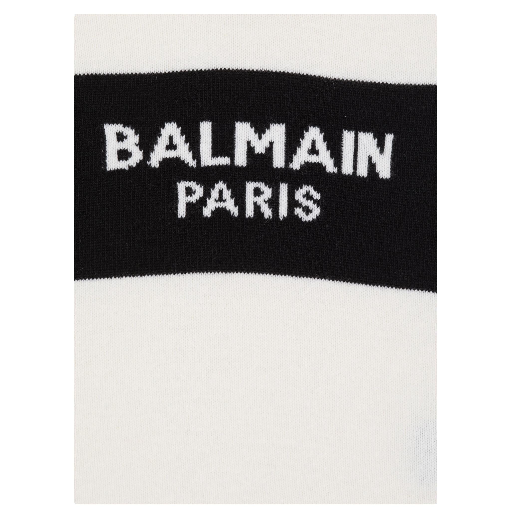 BALMAIN maglia giromanica tinta unita con logo Panna per Bambino BV9A51 PANNA BALMAIN 