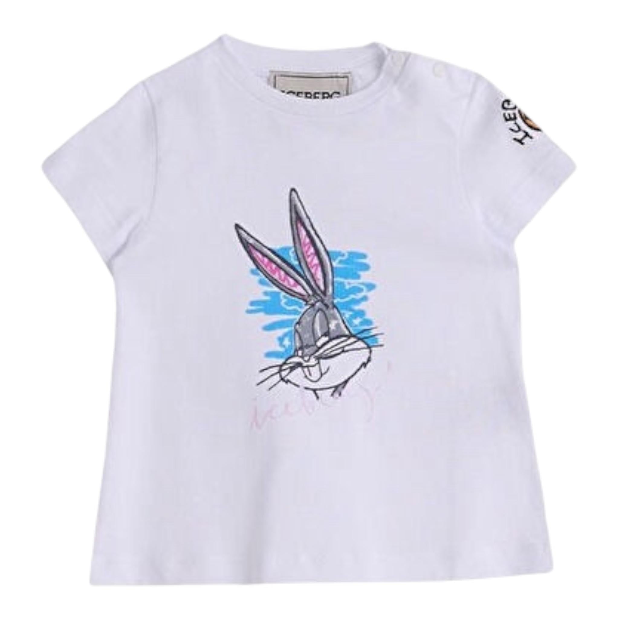 Iceberg T-Shirt Girocollo Tinta Unita con Stampa per Neonato TSICE5168B BIANCO ICEBERG 
