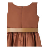 I Do Abito Tinta Unita Giromanica con Cintura per Bambina 4B878 MARRONE I DO 