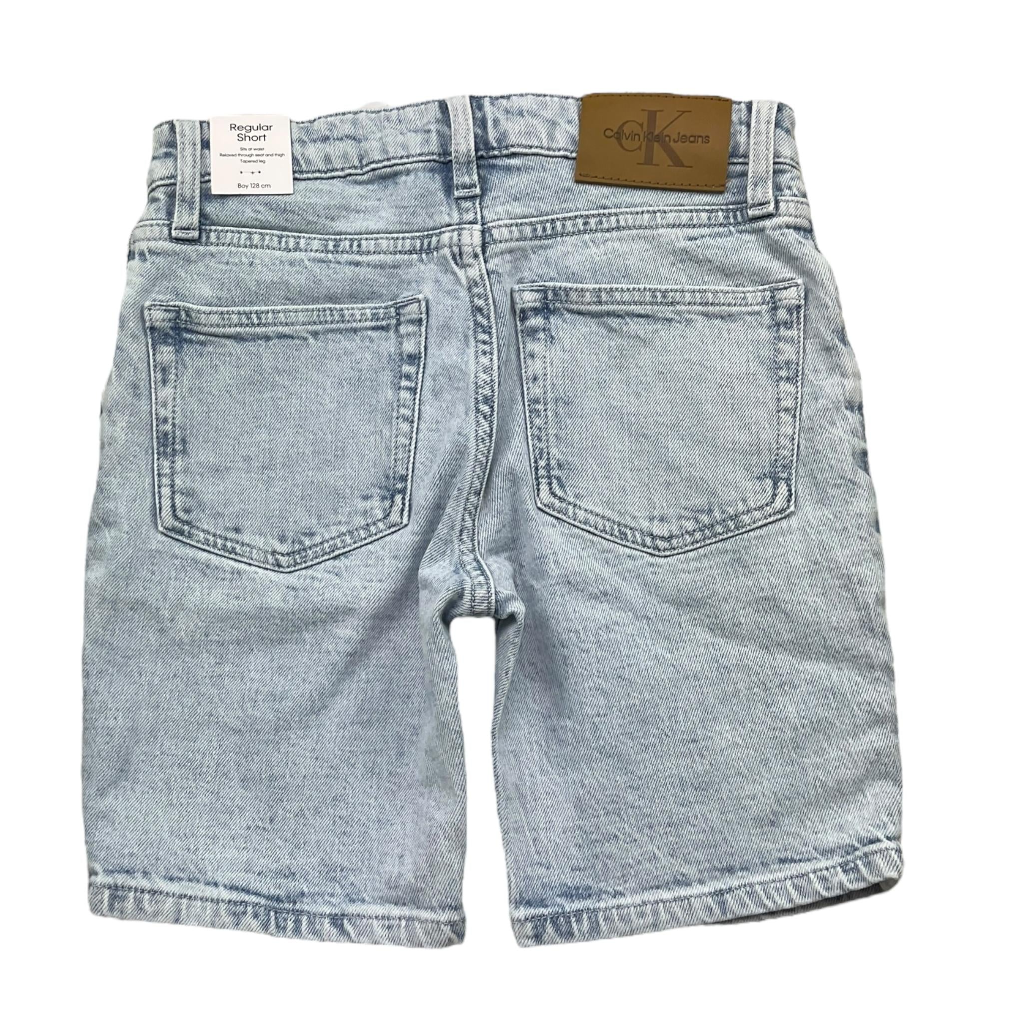 Calvin Klein Bermuda In Denim Tinta Unita con Girovita Regolabile per Bambino IB0IB02432 AZZURRO CALVIN KLEIN 