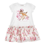 Monnalisa Abito Tinta Unita con Fantasia Fiori per Neonata 11E906 BIANCO MONNALISA 