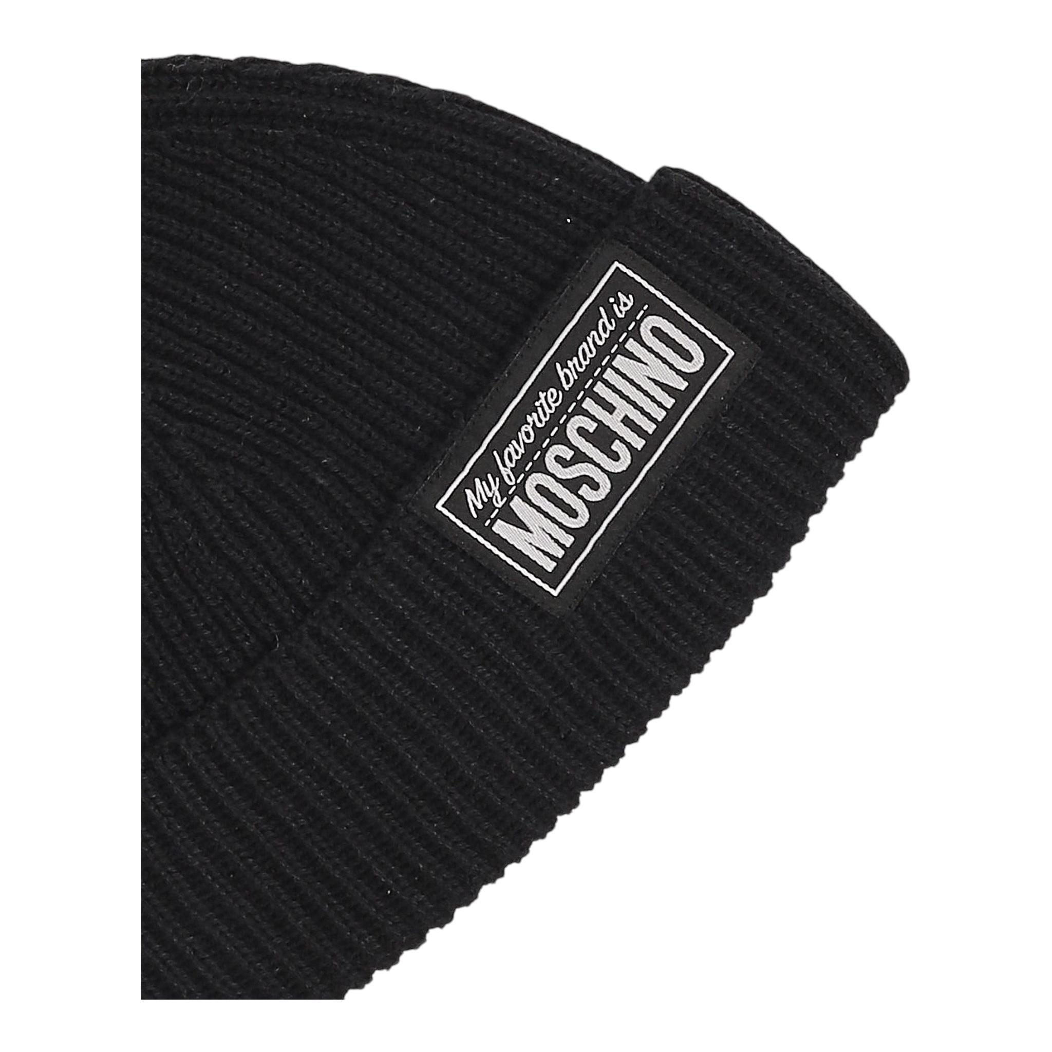 MOSCHINO cappelli tinta unita con stampa logo Nero per Bambina HUXO2I NERO MOSCHINO 