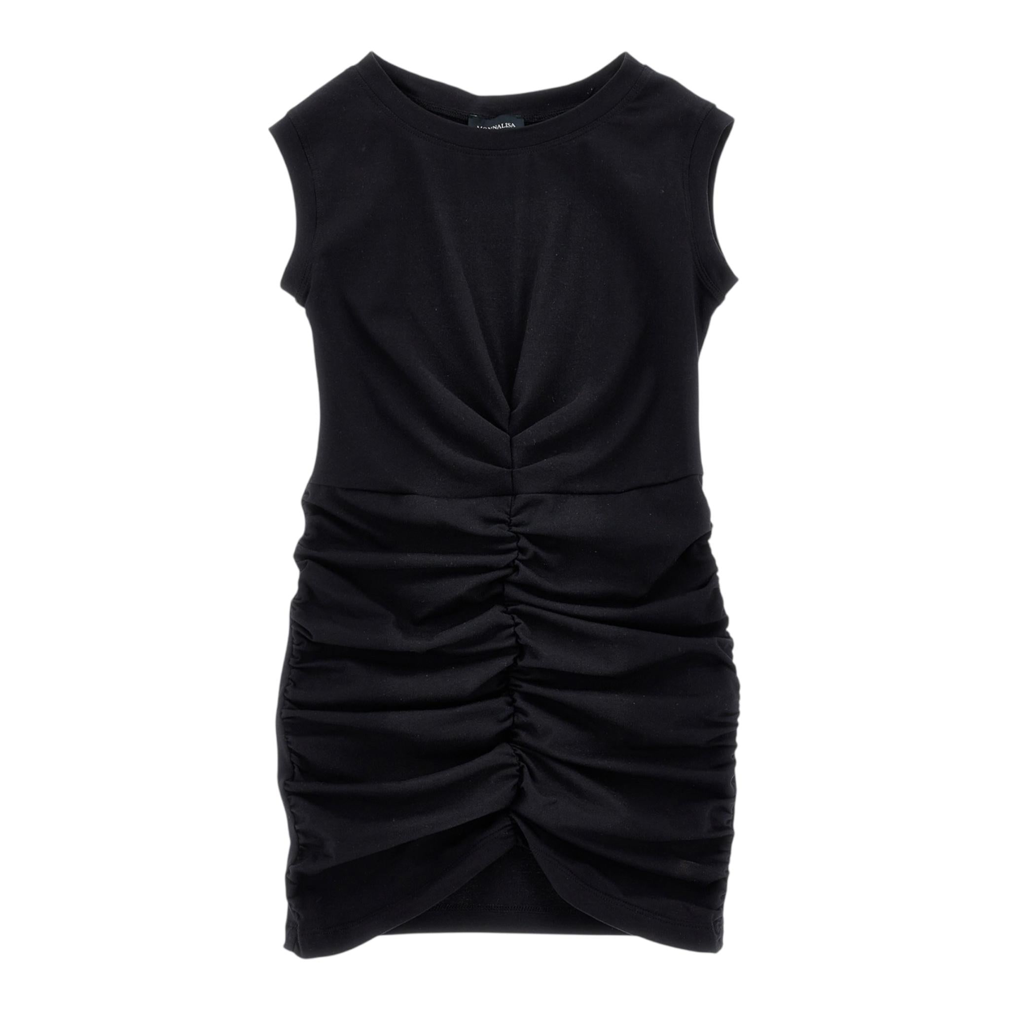 Monnalisa Abito Tinta Unita Giromanica per Bambina 41E910 NERO MONNALISA 