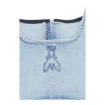 Patrizia Pepe Top In Denim Tinta Unita con Zip per Bambina 7C0255 AZZURRO PATRIZIA PEPE 
