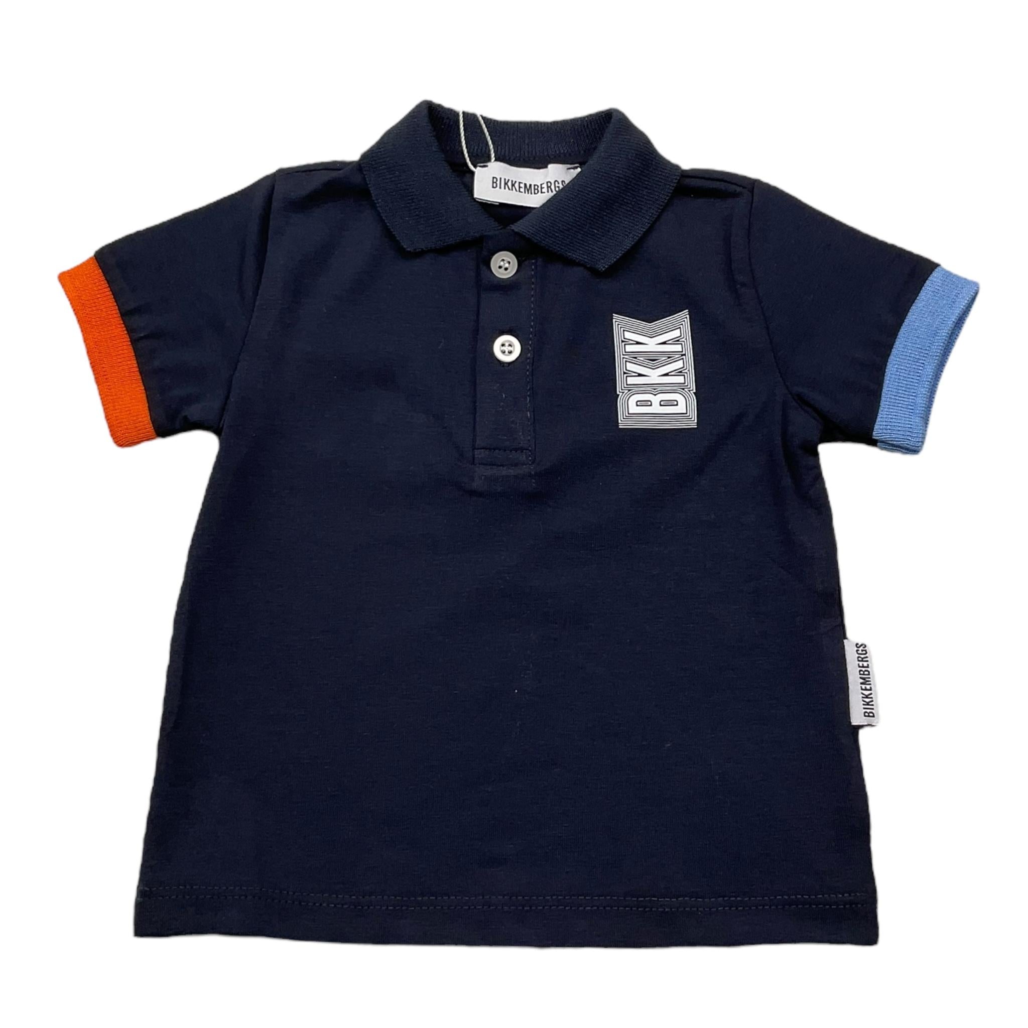 Bikkembergs Polo Mezza Manica Tinta Unita con Profili Maniche In Contrasto per Neonato BK3396 BLU BiKKEMBERGS 