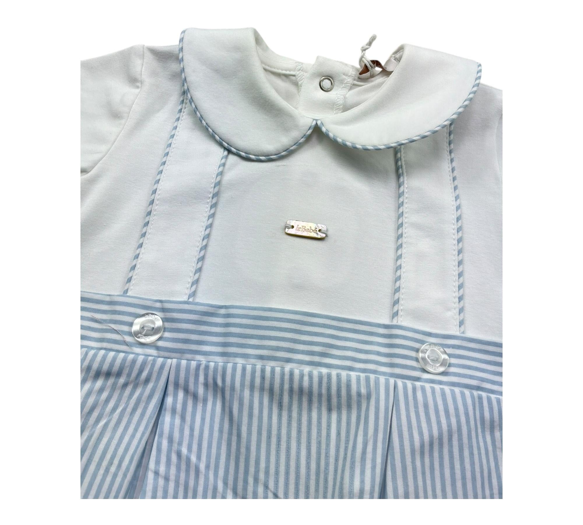 Le Bebe Pagliaccetto Bicolore Mezza Manica per Neonato LBB5257 BIANCO/AZZURRO LE BEBE 