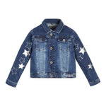 Guess Giubbino In Denim Tinta Unita con Stelle per Bambina K2RL00D4M90 BLU GUESS 