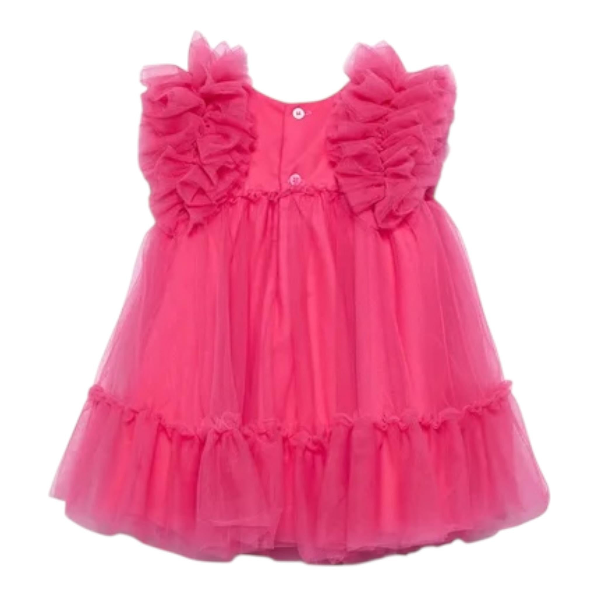 Abel & Lula Abito Tinta Unita con Rouches per Bambina 50299 ROSA FLUO ABEL & LULA 