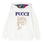 EMILIO PUCCI felpa chiusa con cappuccio tinta unita con ricami Bianco per Bambina PV4A50 BIANCO EMILIO PUCCI 