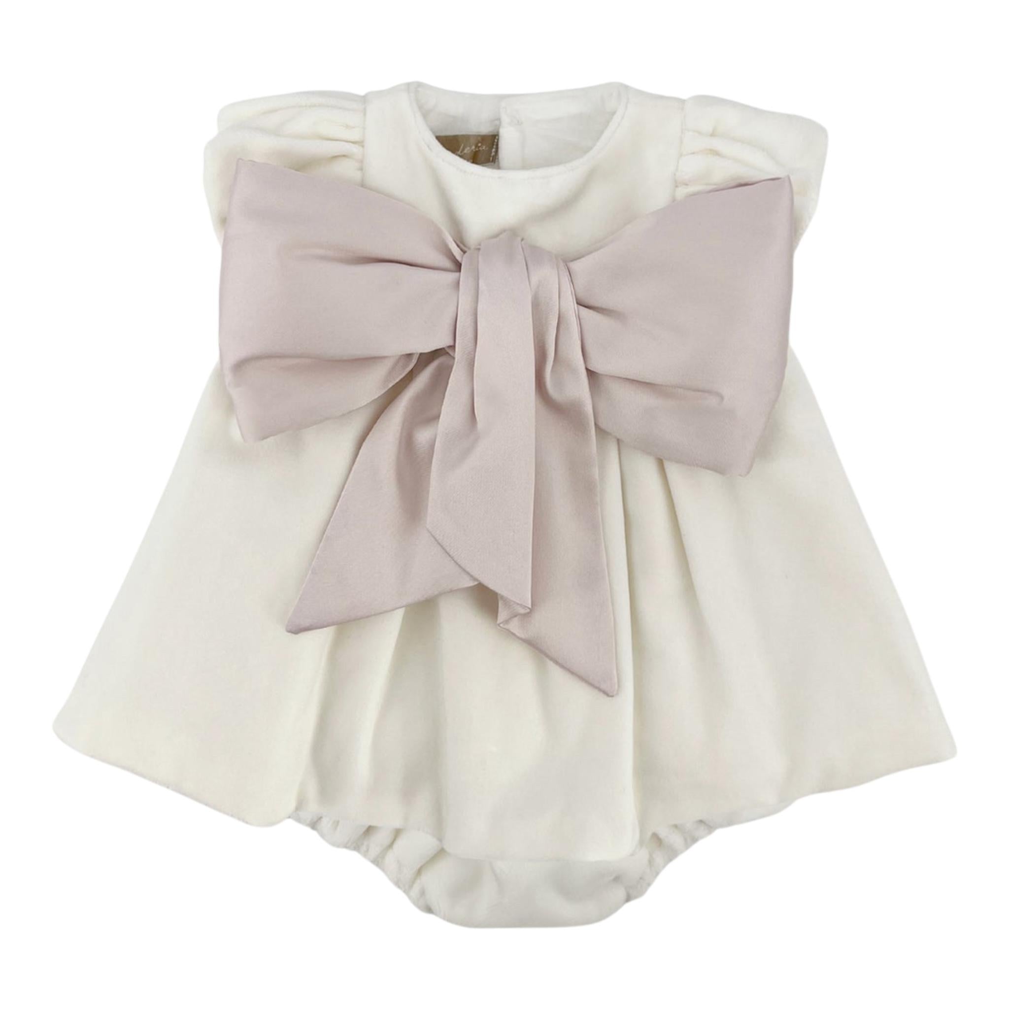 LA STUPENDERIA set abito tinta unita con coulotte Bianco per Neonata CBAB08 BIANCO LA STUPENDERIA 