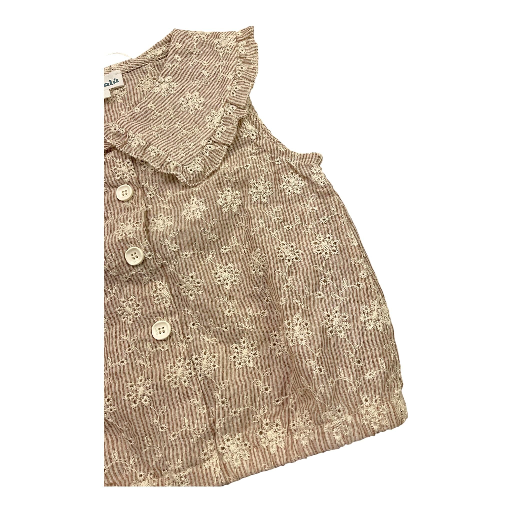 Lalalu' Camicia Tinta Unita con Fiori E Fantasia A Righe per Bambina CML70PB PANNA LALALU' 