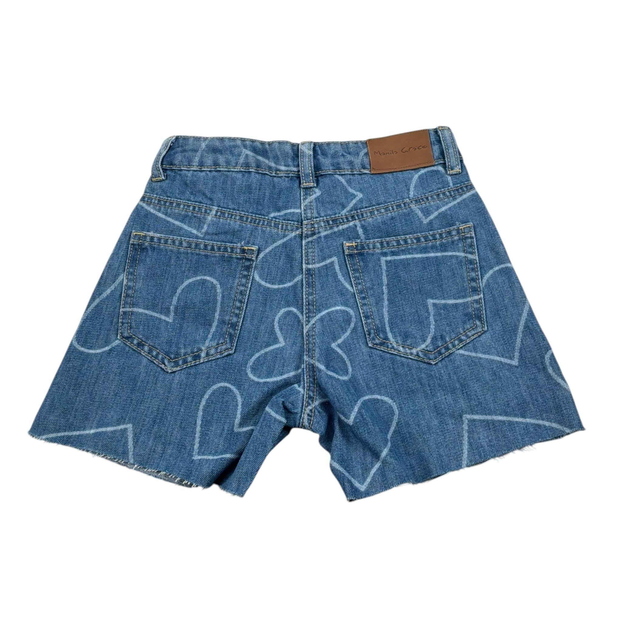 Manila Grace Short In Denim Tinta Unita con Girovita Regolabile per Bambina 375PMBS25 AZZURRO MANILA GRACE 