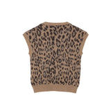 N°21 maglia tinta unita giromanica con fantasia maculato Beige per Bambina N21997 BEIGE N°21 