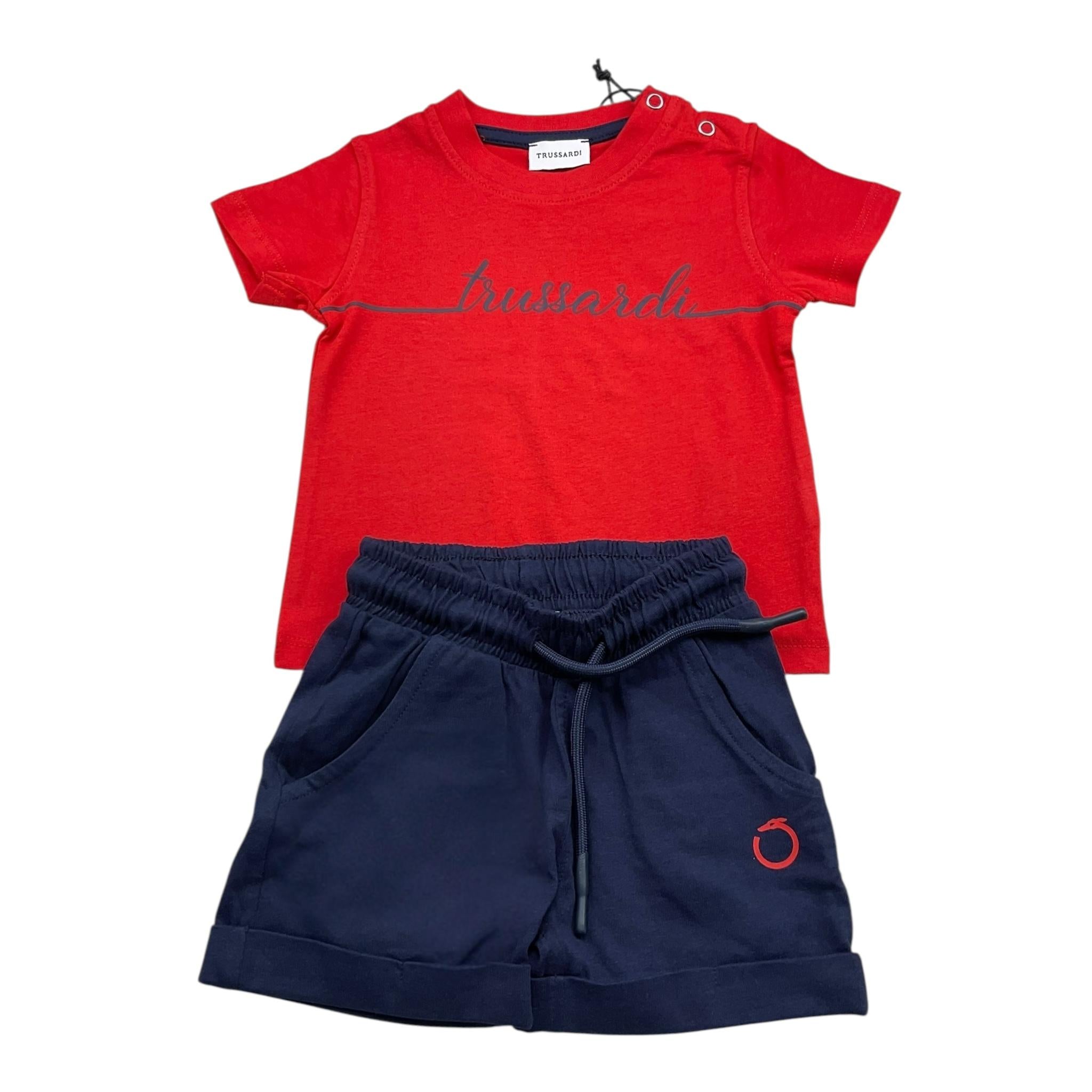Trussardi Completo 2 Pezzi T-Shirt-Bermuda Bicolore per Neonato TIP25057CJ ROSSO/BLU TRUSSARDI 