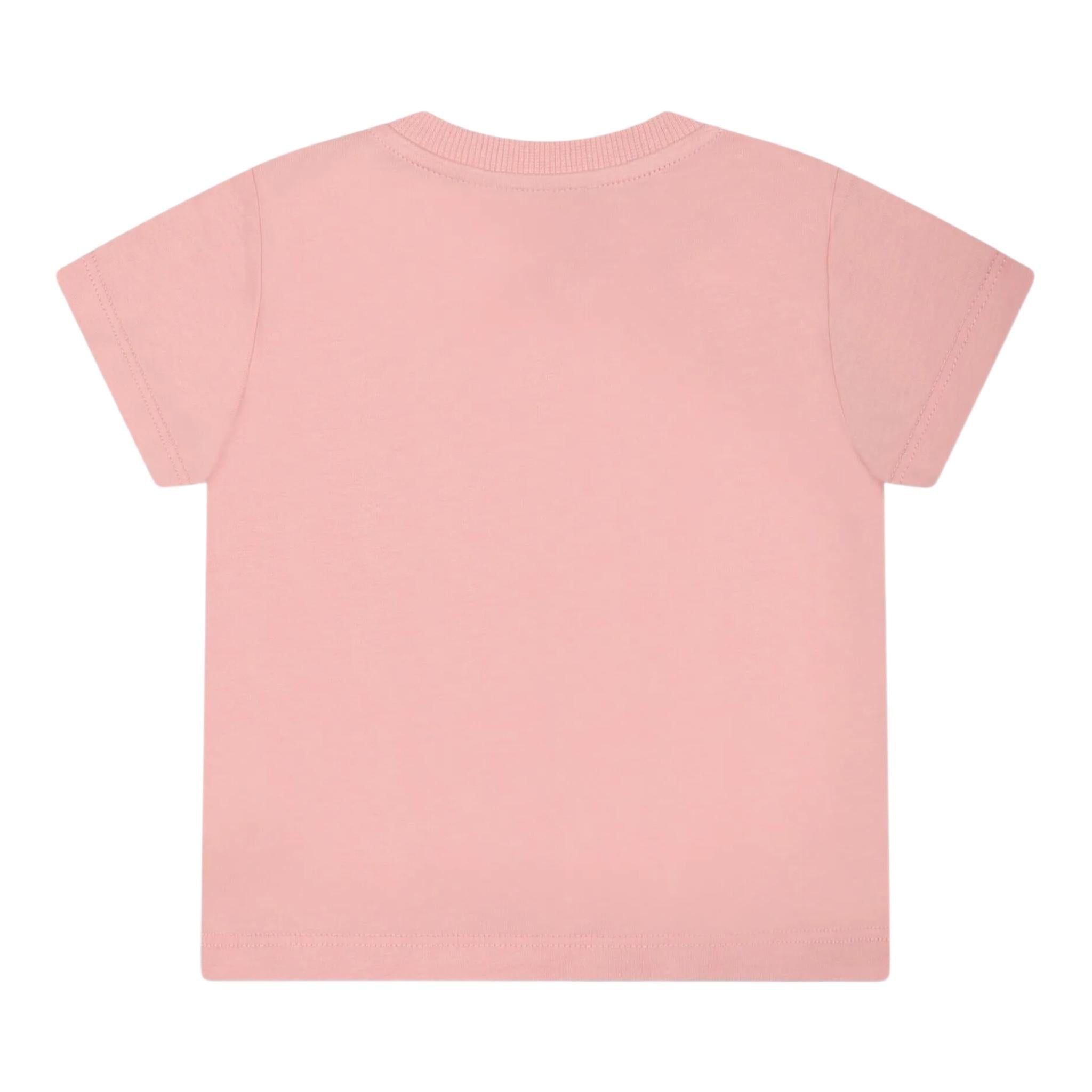 Moschino T-Shirt Girocollo Tinta Unita con Orso per Neonata MNM047L ROSA MOSCHINO 