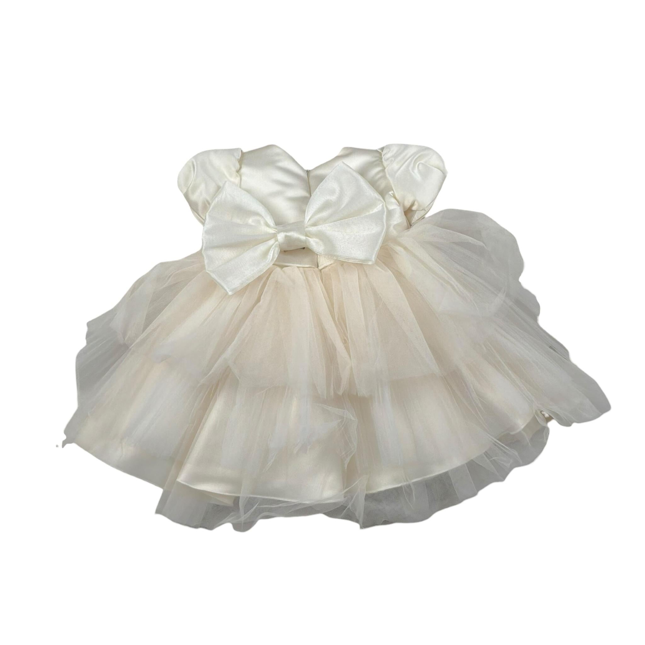 Gugu Gaga Abito Cerimonia tinta unita con Tulle Avorio per Neonata GF6085I AVORIO GUGU GAGA 