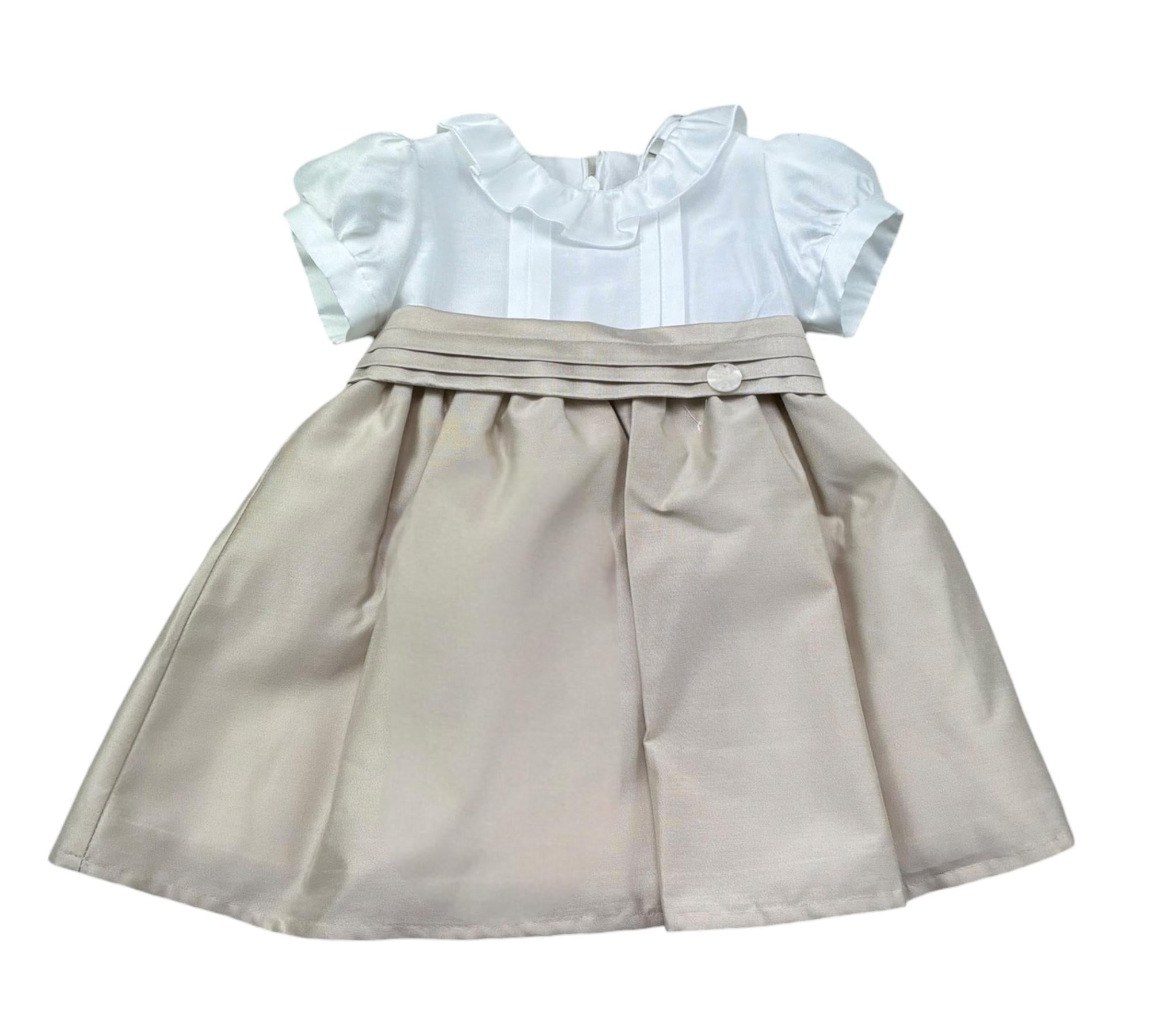 Le Bebe Abito Mezza Manica Bicolore per Neonata LBG6327 BIANCO/BEIGE LE BEBE 