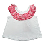 Mariuccia Canotta Tinta Unita con Colletto Rouches per Bambina MMBC381 BIANCO MARIUCCIA 