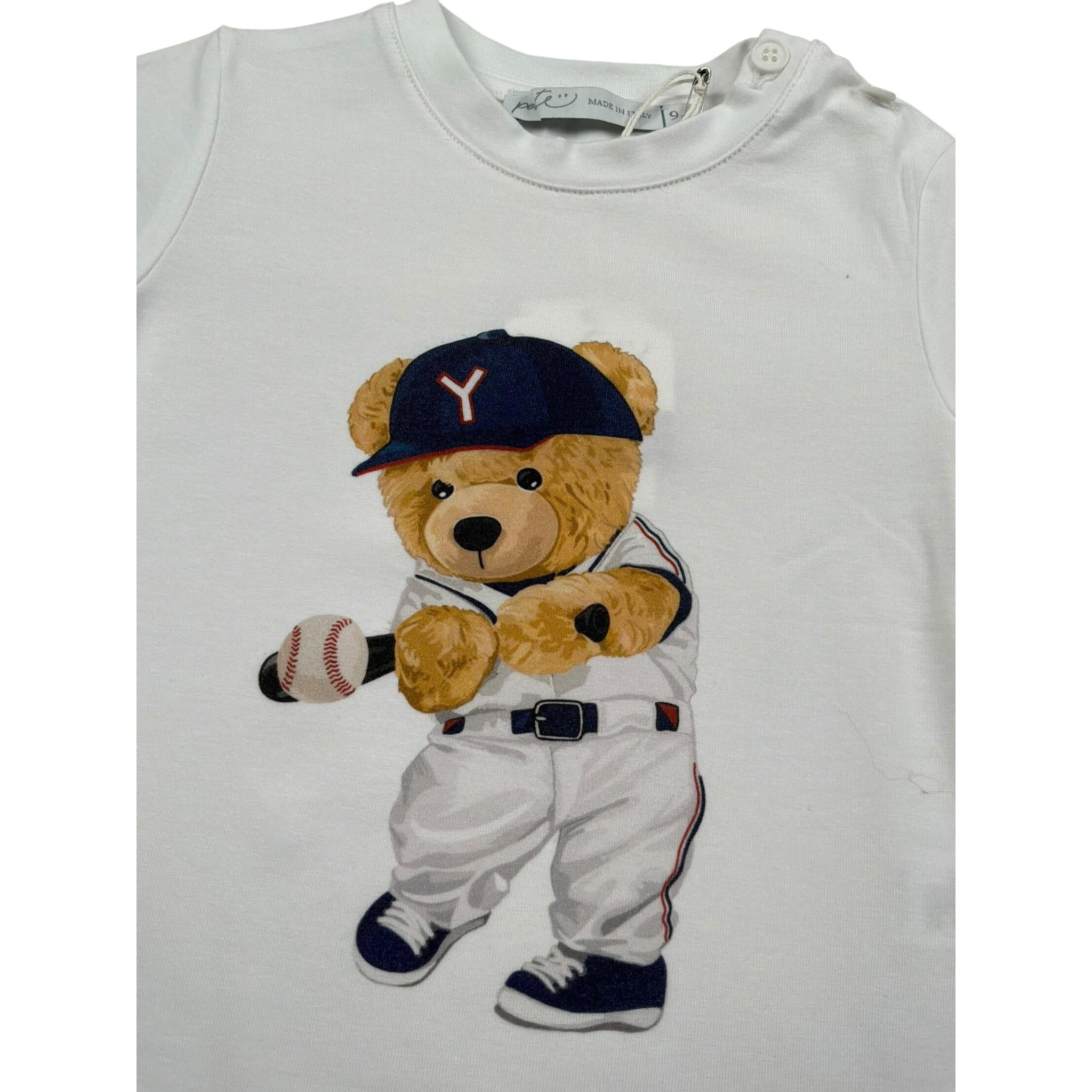 Per Te T-Shirt Girocollo Tinta Unita con Stampa per Neonato 34186 BIANCO PER TE 