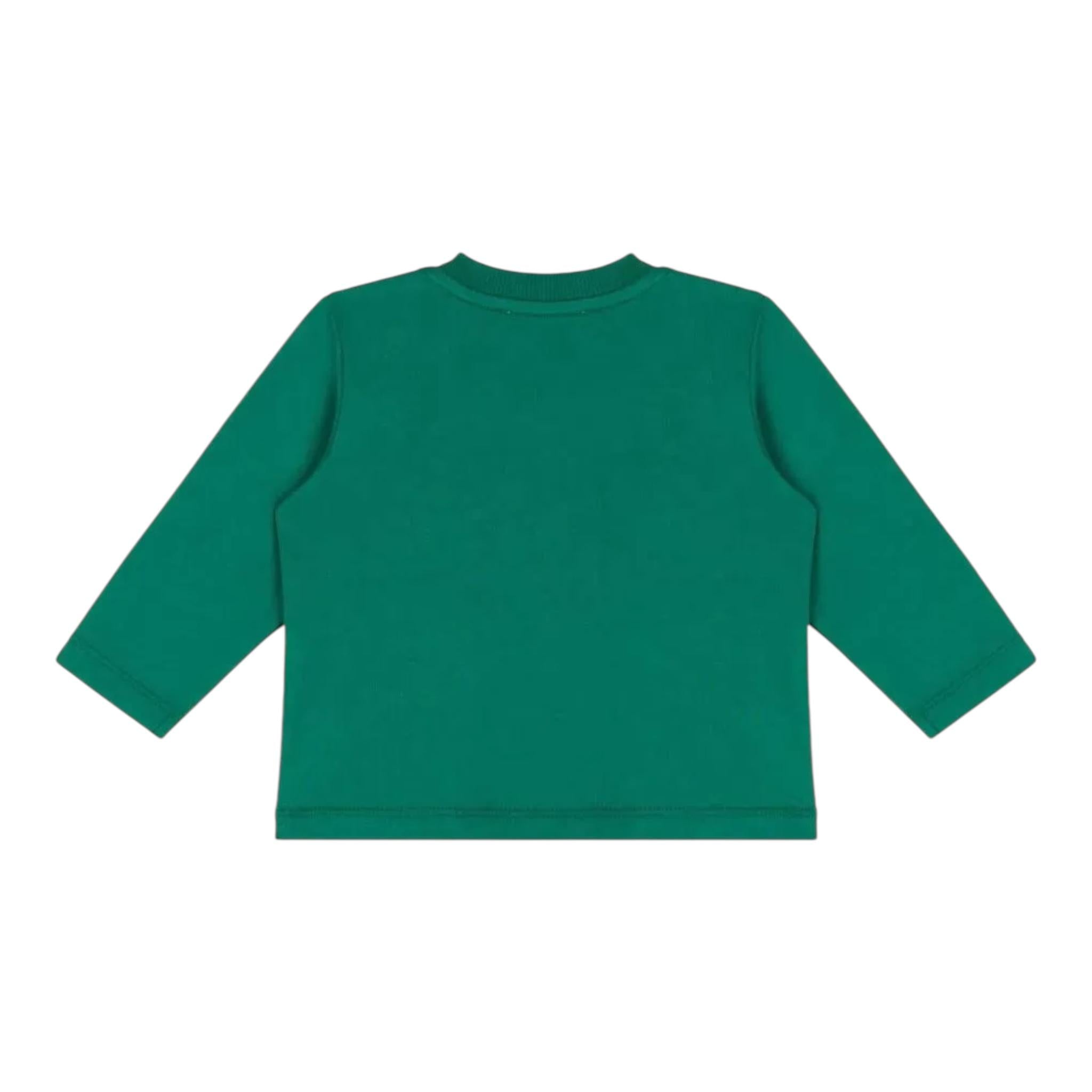 MOSCHINO shirt girocollo tinta unita con stampa in contrasto Verde per Neonato MUO00S VERDE MOSCHINO 