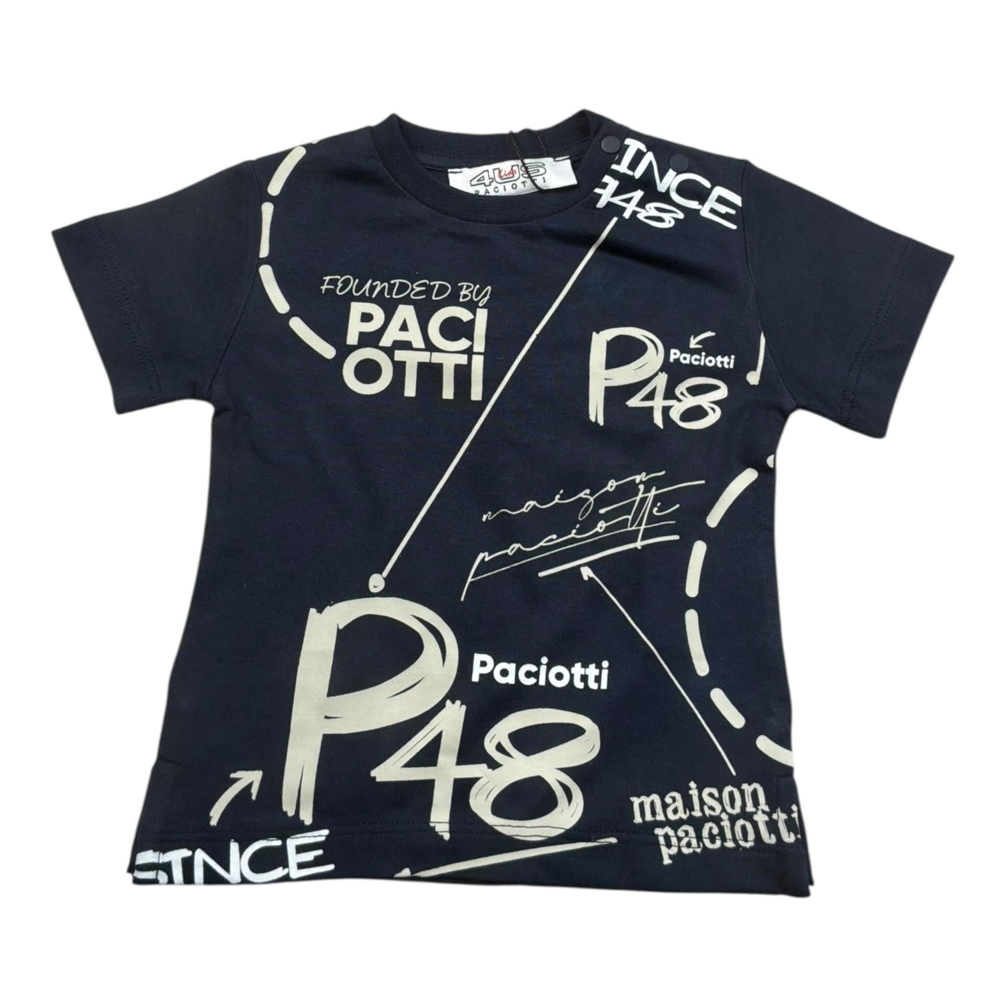 Cesare Paciotti T-Shirt Gitocollo Tinta Unita con Stampa per Neonato TSP0139N BLU CESARE PACIOTTI 