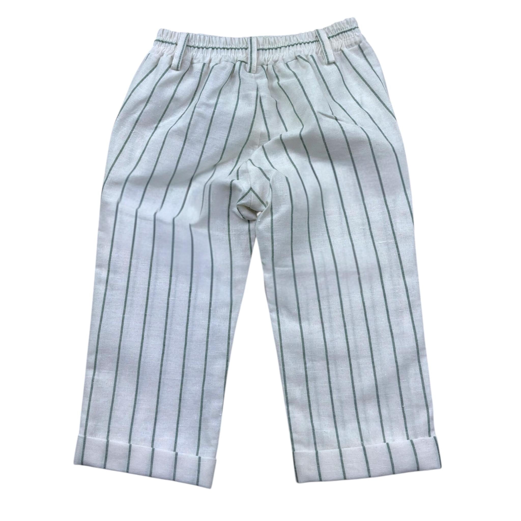 Le Bebe' Pantalone Tinta Unita con Elastico In Vita E Fantasia A Righe per Neonato LBB5342 BIANCO LE BEBE' 