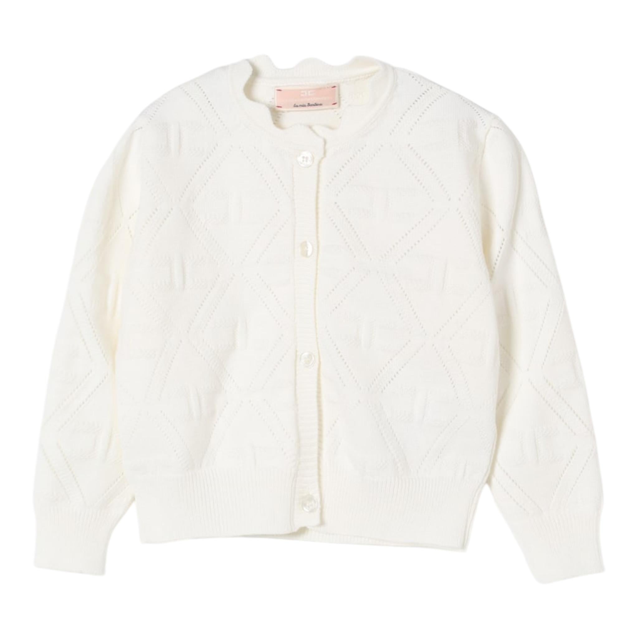 Elisabetta Franchi Cardigan Tinta Unita con Ricami per Bambina EFMA160 PANNA ELISABETTA FRANCHI 