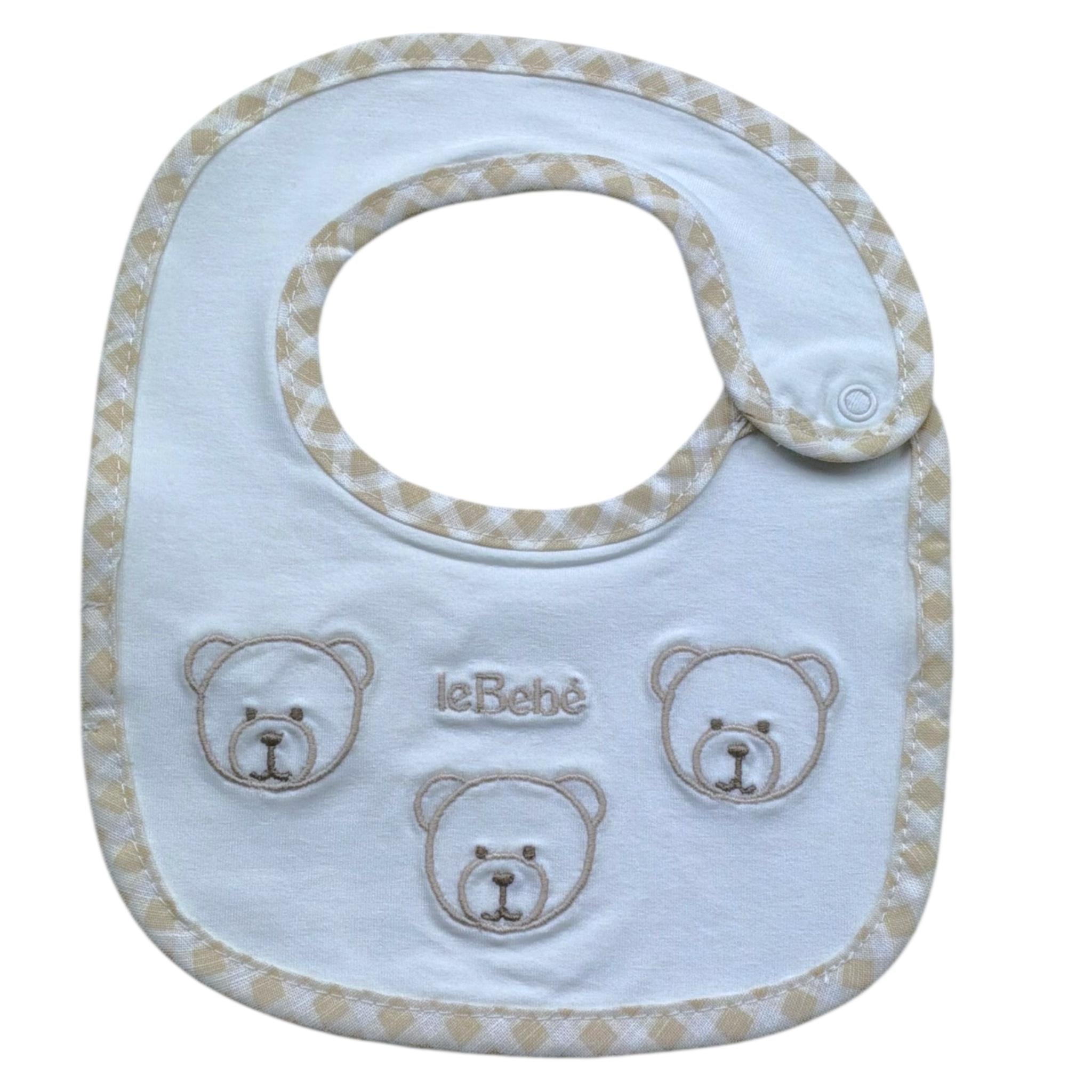 Le Bebe' Bavetta Tinta Unita con Stampa per Neonato LBB5286 BIANCO LE BEBE' 