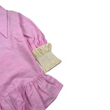 Coco' Et Mama' Abito Manica Lunga Tinta Unita con Polsini In Paglia per Bambina RHEA ROSA COCO' ET MAMA' 