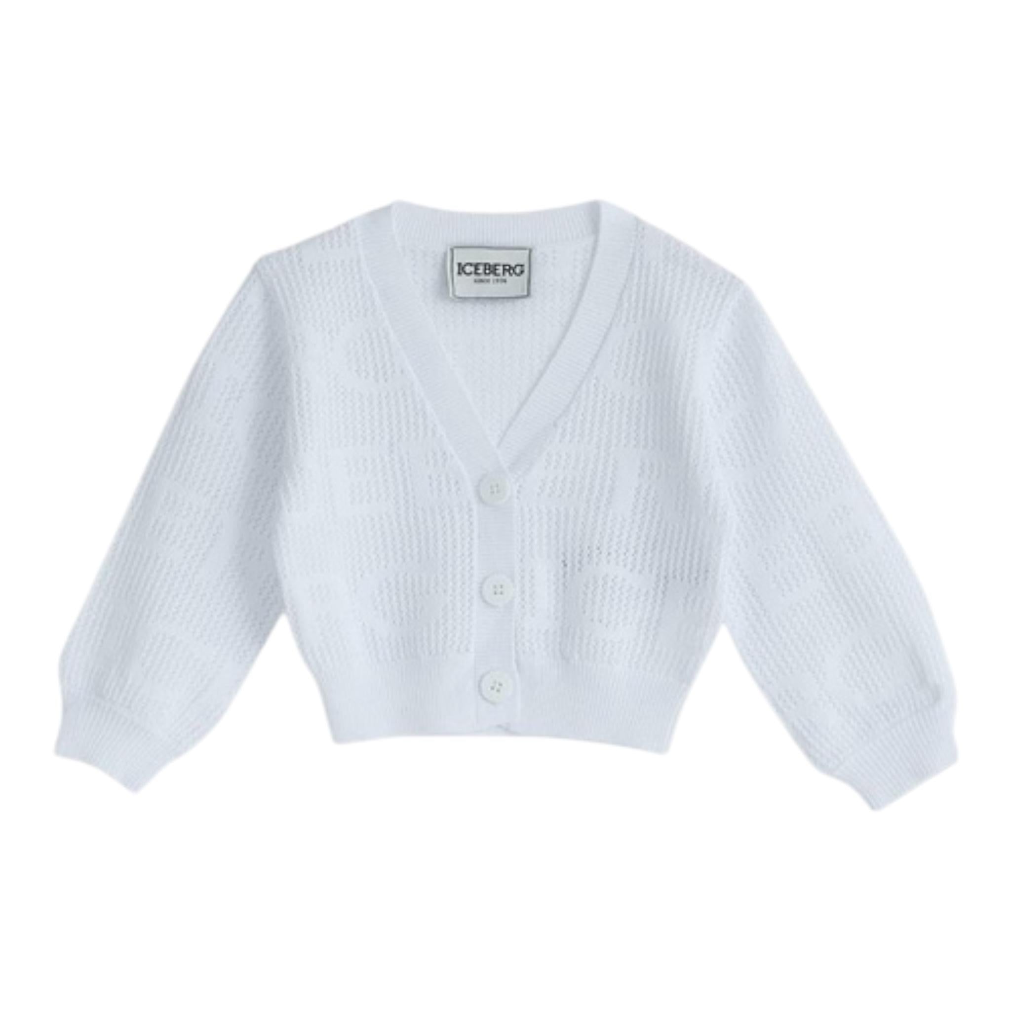 Iceberg Cardigan Tinta Unita Traforato per Bambina MGICE5152B BIANCO ICEBERG 