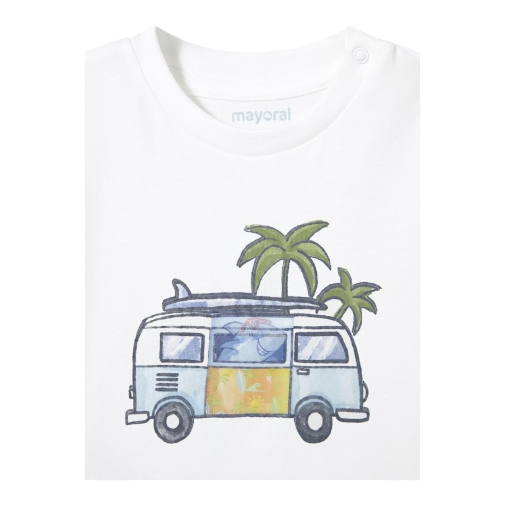 Mayoral T-Shirt Girocollo Tinta Unita con Stampa per Neonato 1063 BIANCO MAYORAL 