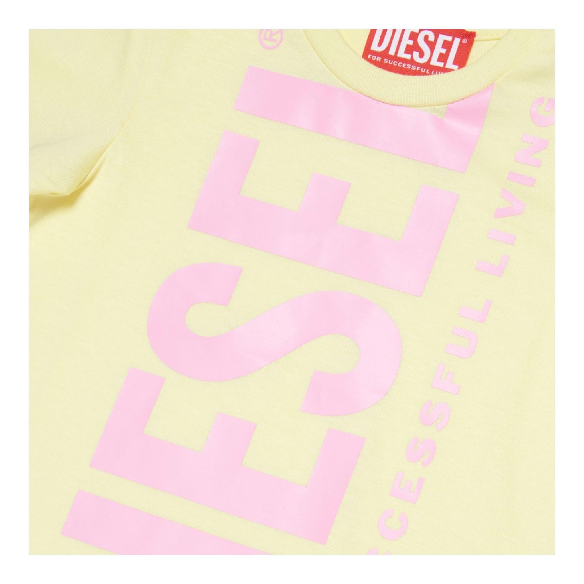 Diesel T-Shirt Girocollo Tinta Unita con Giallo per Neonata K00347 GIALLO DIESEL 