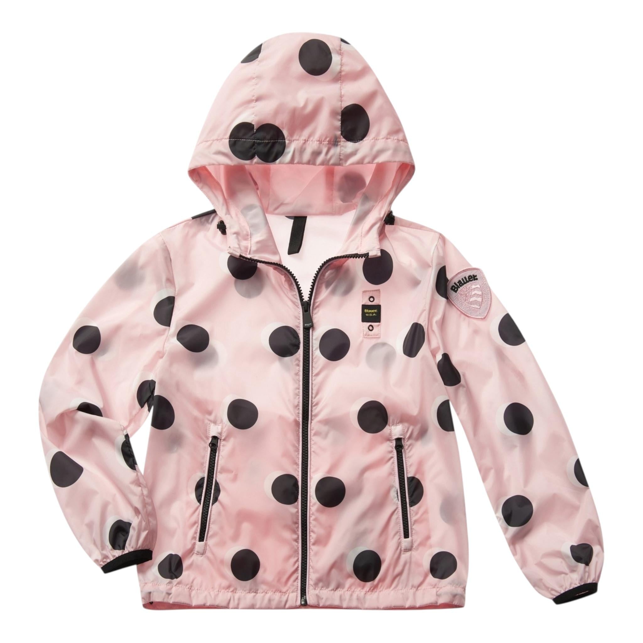 Blauer Giubbino Tinta con Fantasia Pois E Cappuccio per Bambina 23SBLGC04225 ROSA BLAUER 