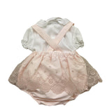 Barcellino Completo 2 Pezzi Camicia Body-Salopette Bicolore per Neonata 120724 BIANCO/ROSA BARCELLINO 