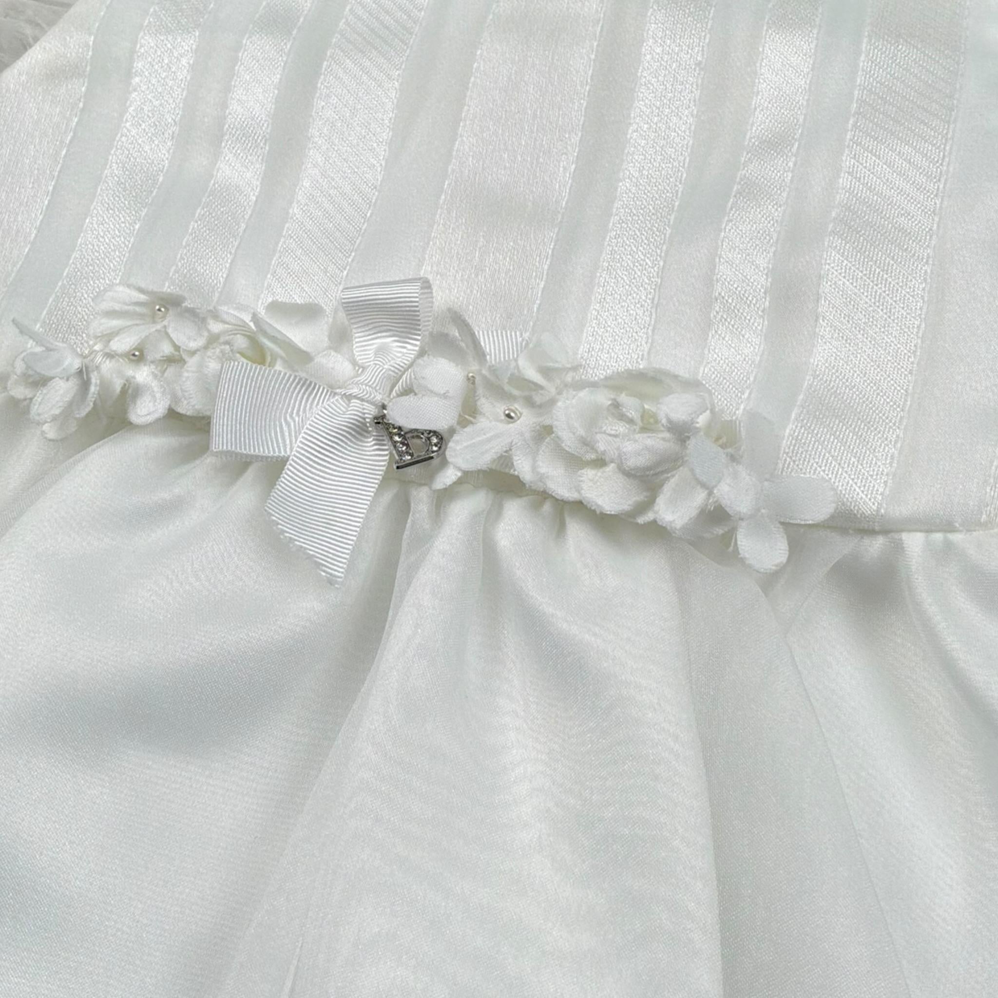 Barcellino Abito Cerimonia Tinta Unita con Applicazioni per Neonata 92611 BIANCO BARCELLINO 