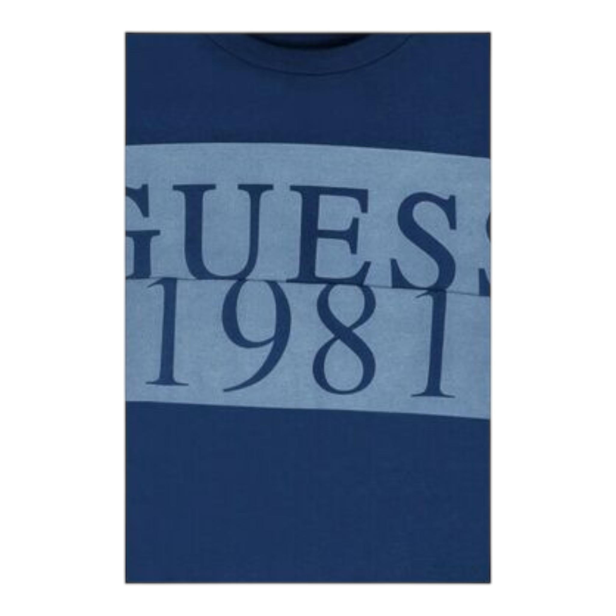 Guess T-Shirt Girocollo Tinta Unita con Stampa per Neonato N3GI02K8HM0 BLU GUESS 