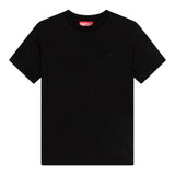 Diesel T-Shirt Girocollo Tinta Unita con Logo per Bambino J02276 NERO DIESEL 