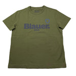 Blauer T-Shirt Girocollo Tinta Unita con Logo per Bambino 25SBLKH02507 VERDE BLAUER 