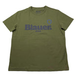 Blauer T-Shirt Girocollo Tinta Unita con Logo per Bambino 25SBLKH02507 VERDE BLAUER 