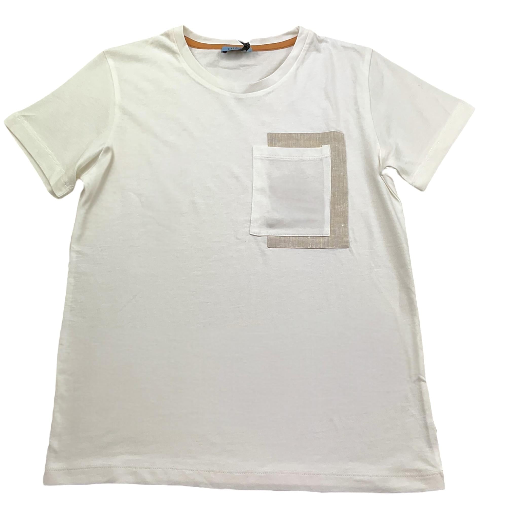 Liu Jo T-Shirt Girocollo Tinta Unita con Taschino per Bambino QA3096 BIANCO LIU JO 