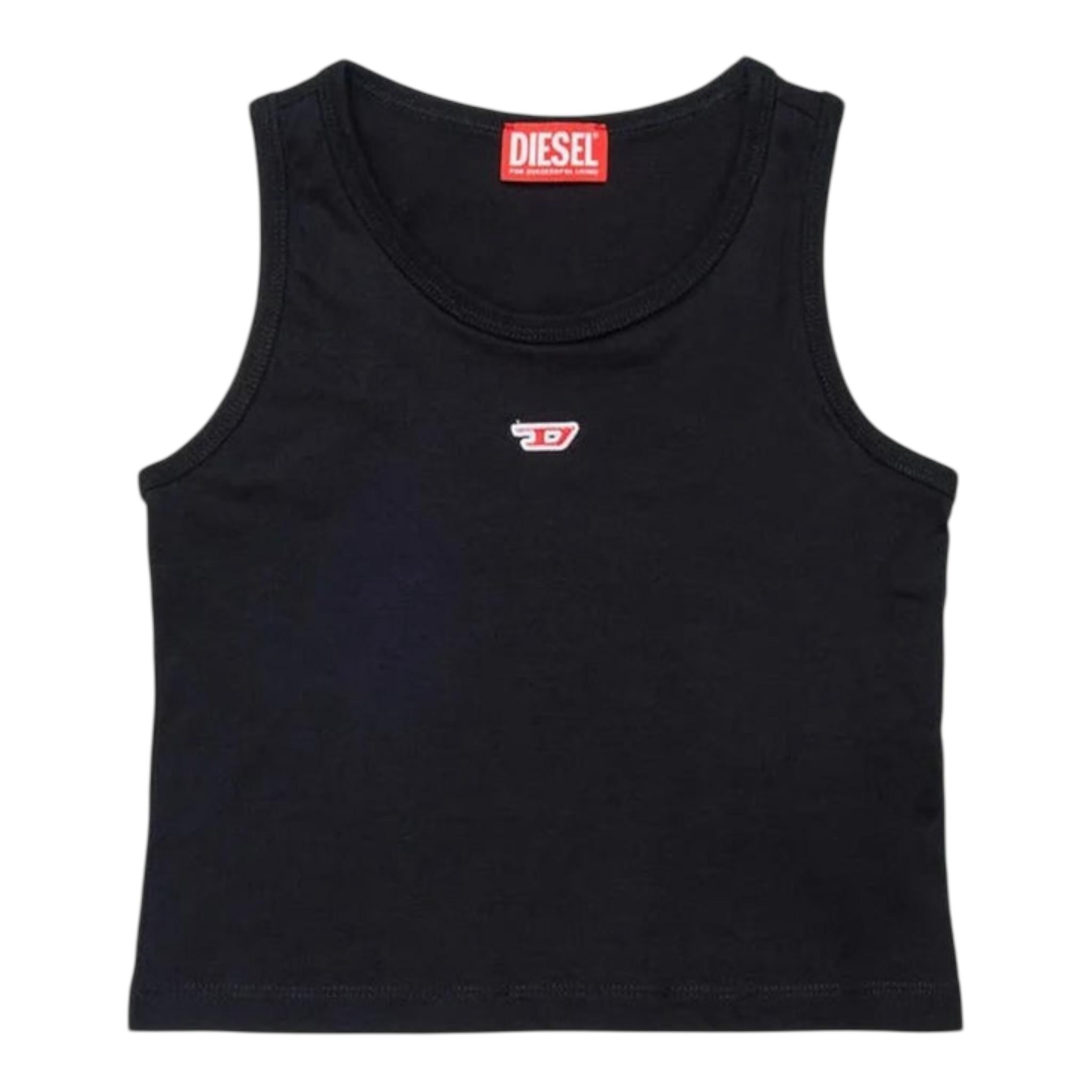 Diesel Canotta Tinta Unita con Logo per Bambina J02238X NERO DIESEL 