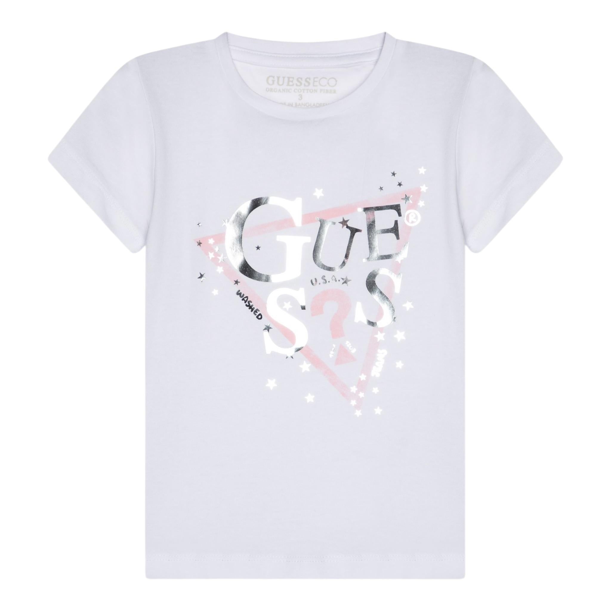 Guess T-Shirt Girocollo Tinta Unita con Logo per Neonata K5RI00K6YW4NXXX BIANCO GUESS 