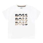 Boss T-Shirt Girocollo Tinta Unita con Stampa per Neonato J52113X BIANCO BOSS 