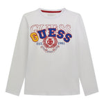 Guess Shirt Girocollo Tinta Unita con Logo per Bambino L5RI03K8HM4 BIANCO GUESS 
