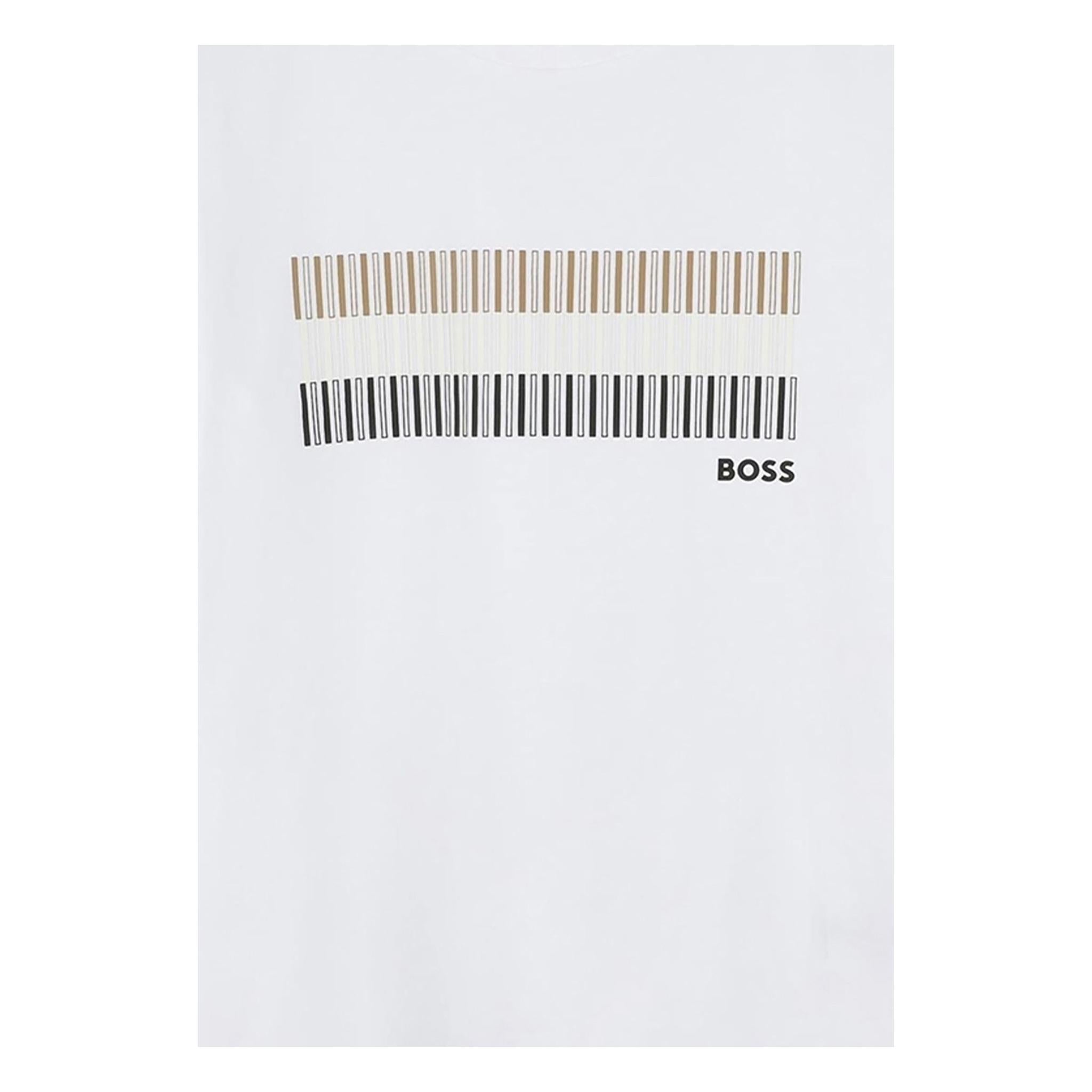 Boss T-Shirt Girocollo Tinta Unita con Stampe per Bambino J52035 BIANCO BOSS 